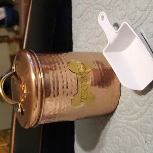 Copper Hand Hammered Pet Treats Container